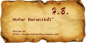 Hofer Bereniké névjegykártya
